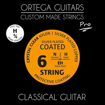 Струны для классической гитары Ortega Custom Pro Coated Crystal Nylon NYP-44H Hard Tension, 28-44