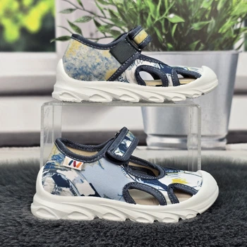 Тапочки детские для мальчика Weestep серо-голубые 27р (18 см) 5963