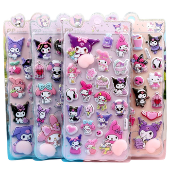 Набор объемных наклеек Sanrio Kuromi Hello Kitty Куроми 4 листочка 9.8*20 см