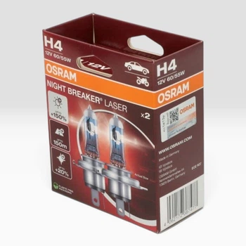 Лампочка H4 OSRAM Night Breaker 150% 12V 60/55W P43T к/т 2 шт - (64193NL-2HB)