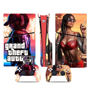 Комплект наклейок в стиле GTA6 для PS5 Slim Disk Edition