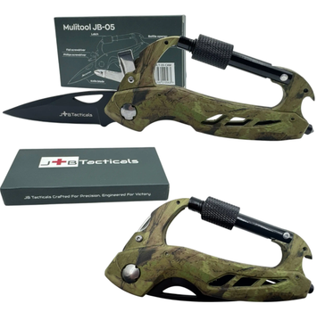 Мультитул JB Tacticals Карабін з Ножем 6 в 1 Зелений