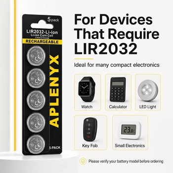 Акумулятори Дискові LIR2032 3.6V (4.2V) Перезаряджувані Li-ion, 5 шт. (Блістер)