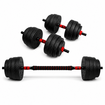 Гантели композитные со Штангой Champion X-venum 2шт 55см 18.5 кг Черно-Красный
