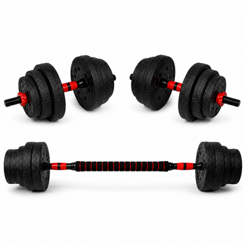 Гантели композитные со Штангой Champion X-venum 2шт 51см 10.5 кг Черно-Красный