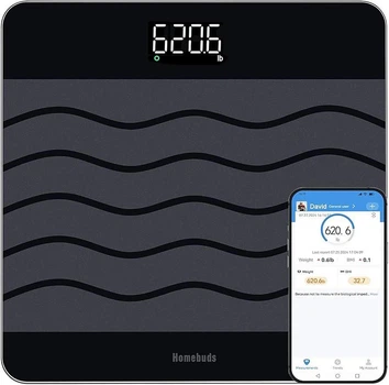 Умные напольные весы HOMEBUDS 300 кг с Bluetooth, LED дисплеем и измерением BMI