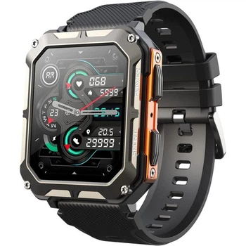 Смарт-часы LEMFO C20 Pro силиконовый ремешок Black Orange (16354)