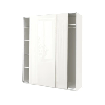 Шафа, білий/глянцевий/білий, 200x66x236 см PAX/HASVIK IKEA 694.898.99