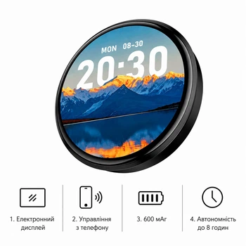Електронний бейдж дисплей Hoco Y130 (з TFT-дисплеєм 1.85", Bluetooth 5.4, відображає текст, логотипи, фотографії, відео, автономність до 8 годин) - Чорний