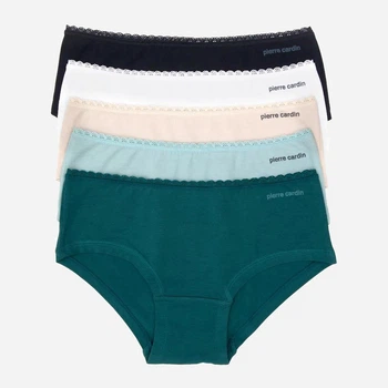 Набор трусиков хипстеров женских хлопковых Pierre Cardin I022SZ0IT.P02.SK24-5LI Sort Yuksekbel.VR013 XL 5 шт Черный/Белый/Бежевый/Мятный/Морская волна (8683858580768)