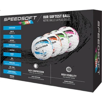 Мячи TaylorMade Speed Soft Ink для гольфа двухслойные, 12 шт, 4 цвета