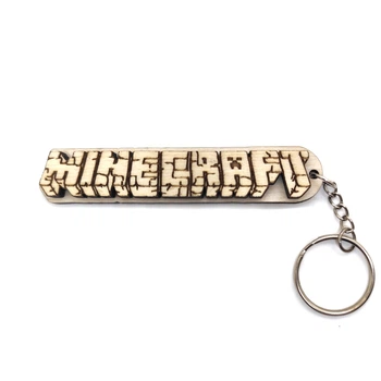 Брелок деревянный "Майнкрафт (Logo Minecraft)" 10x2 см Под покраску