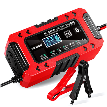 Импульсное зарядное устройство для аккумулятора Foxsur 12V 6А 4–120 Ач с функцией "Источник постоянного тока"