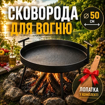 Мангал сковорода з диску Steel сковорода для мангала на ніжках 50 см чорна металева туристична сковорода для багаття та пікніка
