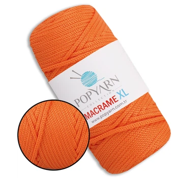 Шнур для макраме Popyarn Macrame XL, Помаранчевий №424, 250 г / 125 м, 100% поліпропілен - для в'язання сумок, килимків, кошиків, панно, декору
