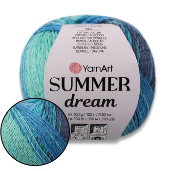 YarnArt Summer Dream, №4304, летняя пряжа ЯрнАрт Саммер Дрим 100 г / 350 м, хлопок с вискозой, секционное окрашивание, для вязания крючком и спицами