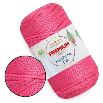 Шнур поліестеровий 2мм, Premium Yarn Makrome Lux, Барбі №813, 100г/100м, для сумок, кошиків, декору