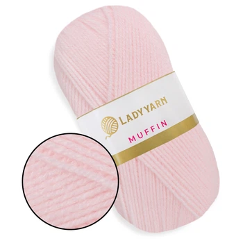 Lady Yarn Muffin, Ніжно-рожевий №18 - акрилова пряжа 100 г / 300 м, 100% акрил, для светрів, пледів, іграшок, аксесуарів та килимової вишивки