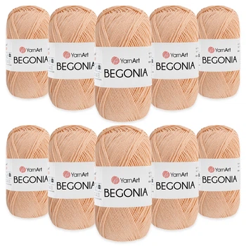 Упаковка YarnArt Begonia, Персик №6322, 10шт - турецкая пряжа 50 г / 169 м, 100% мерсеризованный хлопок для вязания летних изделий, ажурных