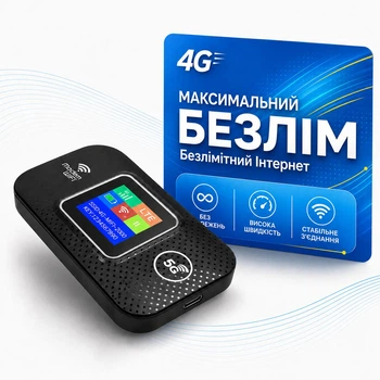 Мобильный интернет-роутер MF688 (4G LTE, Wi-Fi, дисплей, АКБ 3000 мА·ч), Чёрный + Оплаченный 1 месяц безлимитного интернета Киевстар