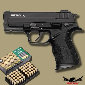 Стартовый пистолет Springfield, Retay X1 Black + 20 патронов, сигнальный пистолет под холостой патрон 9мм, шумовой пистолет