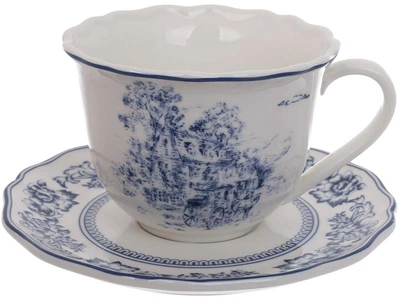 Чайний порцеляновий сервіз "Heritage Toile Blue" 6 чашок 320мл з блюдцями