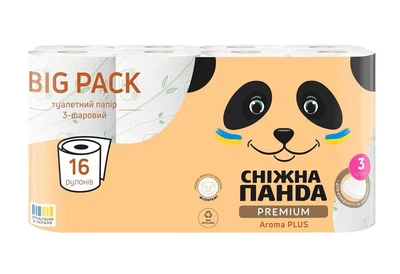 Туалетний папір Сніжна Панда Premium Aroma Plus 16 рулонов 3 шари