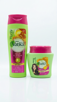 Набор для глубокого восстановления волос Dabur Vatika Naturals «Мед и Яйцо»: Шампунь (360 мл) + Крем-маска (225 мл)