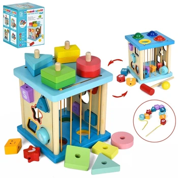 Дерев'яна іграшка, що розвиває Tree Toys куб сортер геометричні фігурки (MD 1382)