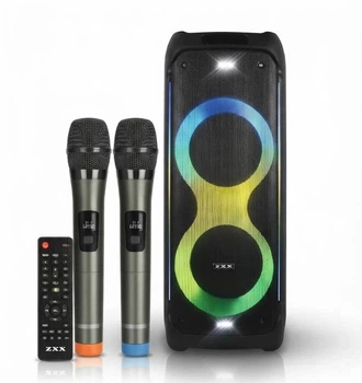 Переносная Bluetooth-колонка ZXX-5580, 100 Вт, 2 динамика по 10", TWS, FM-радио, USB, TF, LED-подсветка, 2 микрофона и пульт