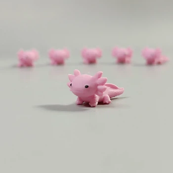 Минифигурки Аксолотль 10 шт, розовые декоративные фигурки из PLA пластика