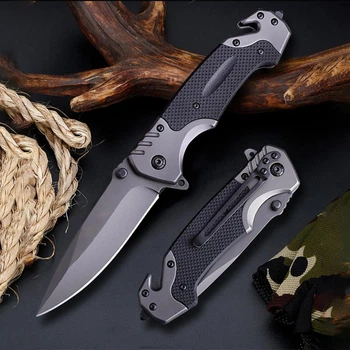 Нож складной Туристический со стеклобоем и стропорезом Brown Knife