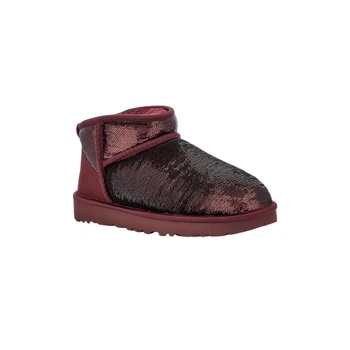 Женские укороченные угги UGG с мехом 37 (6 US) 23,5 см Бордовый 1159833840