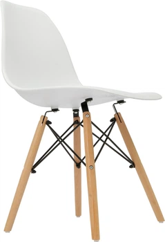 Стул с пластиковым сиденьем и ножками из натурального дерева DSF-310 White (JDT-0850321)