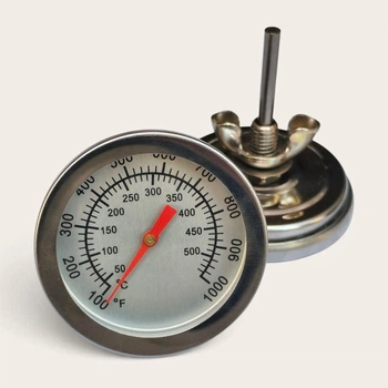 Высокотемпературный термометр для мангала и гриля (до 540°C) — Врезной круглый датчик 38 мм с гайкой