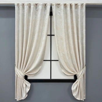Комплект коротких штор VR-Textil Жакард Sultan YL № 1763ш Молочний 130х170 см 2 шт (35-0461)