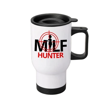Термочашка автомобільна з принтом Milf Hunter 2 450 мл біла