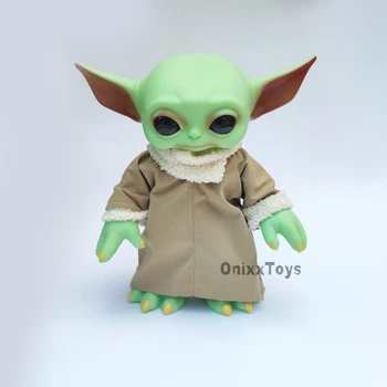 Фигурка Baby Yoda (Грогу) «Мандалорец» — игрушка Йода 28 см с подвижными руками, ногами и головой, реалистичные глаза