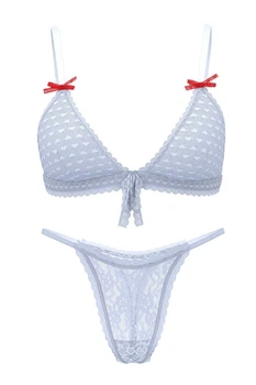 Комплект белья: бюстгальтер с мягкой чашкой и трусики стринг Victoria's Secret 48(XL) Голубой (153682)