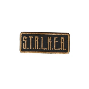 Шеврон патч на липучке Сталкер S.T.A.L.K.E.R., на черном фоне, 3*8см.
