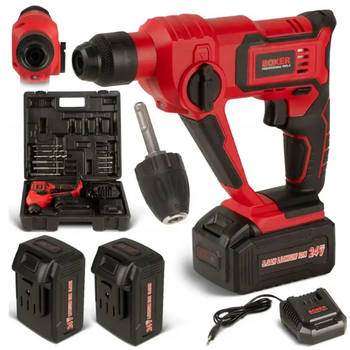 Перфоратор ударный аккумуляторный BOXER SR-150 патрон SDS+ 5000 уд/мин 2 аккумулятора 24 В 3 Ач в кейсе