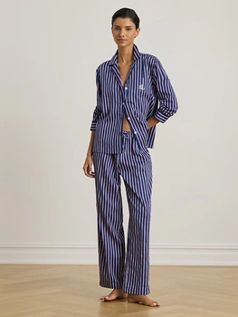 Піжама (сорочка + штани) жіноча бавовняна Ralph Lauren 242289176 XL Синя (1161241235)