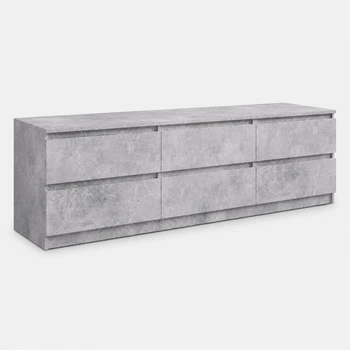 Тумба под телевизор NS-12 180,2×40×53 см, 6 ящиков Бетон