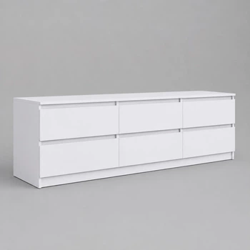 Тумба під телевізор NS-12 180,2×40×53 см, 6 ящиків Білий