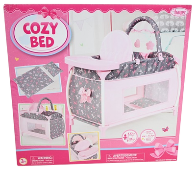 Ліжечко для ляльок Bayer Cozy Bed 62804AA багатофункціональне Рожево-сіре (4003336628043)