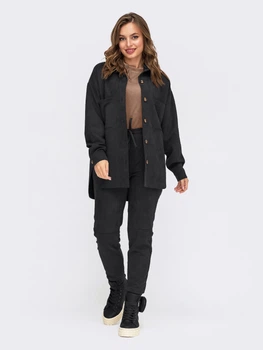 Жіночий вельветовий костюм зі штанами sport-casual Dressa 44 Чорний (mo5a22f3cc-ae15-11ee-8782-ac1f6bc5f30a)