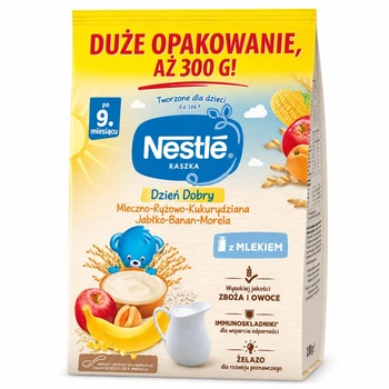 Nestle Dzień Dobry молочно-рисово-кукурудзяна каша з яблуком, бананом та абрикосом від 9 місяців, 300 г