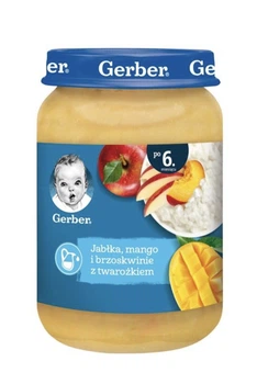 Дитяче фруктово-сирне пюре Gerber Яблуко, манго та персик із сиром від 6 місяців 190 г