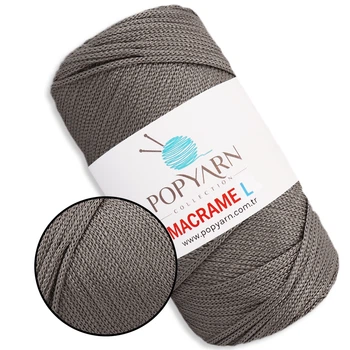 Шнур для макраме Popyarn Macrame L, Темно-бежевий №311, 200 г/190 м, 100% поліпропілен - для в'язання сумок, килимків, кошиків, панно, декору