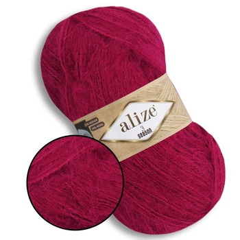 Alize 3 Season, Бордо №57 - пряжа мохеровая с шерстью, 100г / 500 м, 25% мохер / 24% шерсть / 51% акрил, тонкая, для вязания теплых изделий